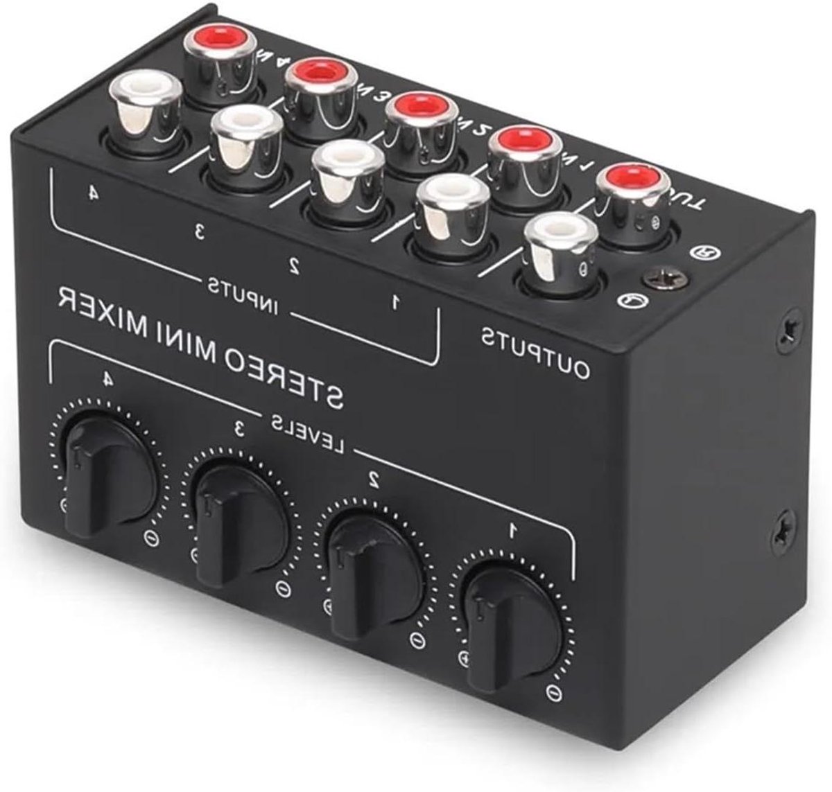 Audio Mixer - Stereo Dispenser - Muziek Mixen - Passief Ontwerp - 4 Kanaals - Zwart