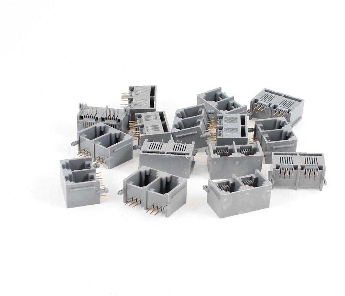 Modulaire Netwerkconnectoren - RJ12 PCB Jacks - Netwerken Bouwen - 2-Poorts Ontwerp - 2 mm Steek - Grijs
