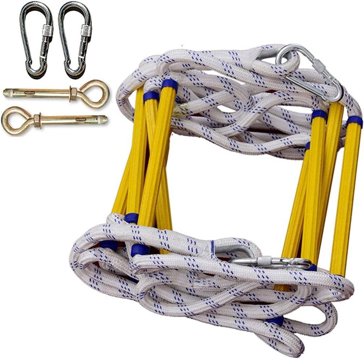 Touwladder Noodladder - Vluchtladder Veiligheidsladder - Snelle Ontsnapping - Sterk Nylon Materiaal - 30cm Breed 150kg - Zwart