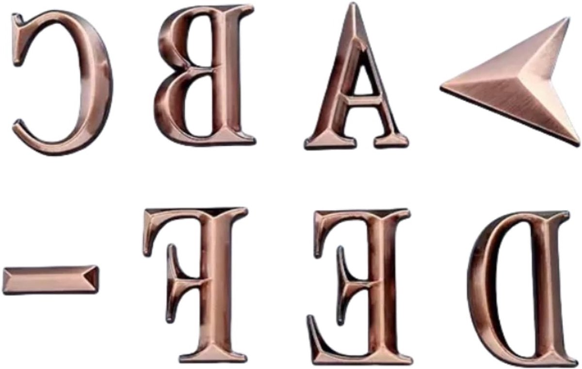 3D Bronzen Huisnummers voor Postbus - 5 cm Zelfklevende Stickers voor Thuis, Appartement, Kantoor en School met Letters en Symbolen