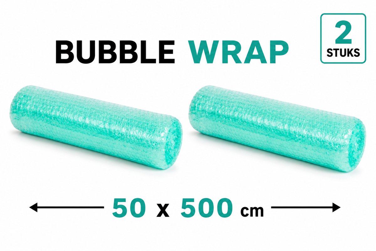 2 Stuks Bubble Wrap Noppenfolie op Rol 50x500cm kopen | Beschermfolie voor verpakken, verhuizen en opslag