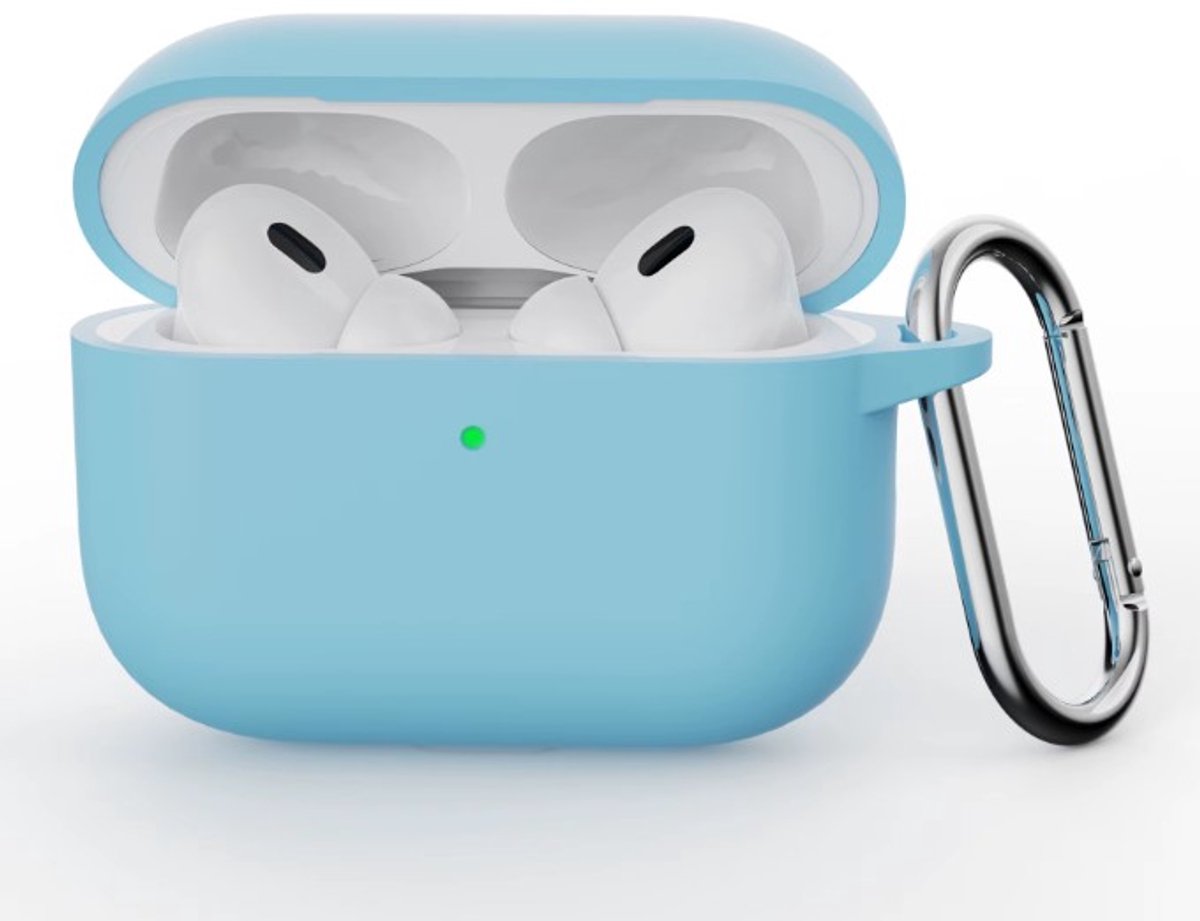 Go Go Gadget - Siliconen hoesje - Geschikt voor Apple AirPods 4 - Met haak - Licht Blauw