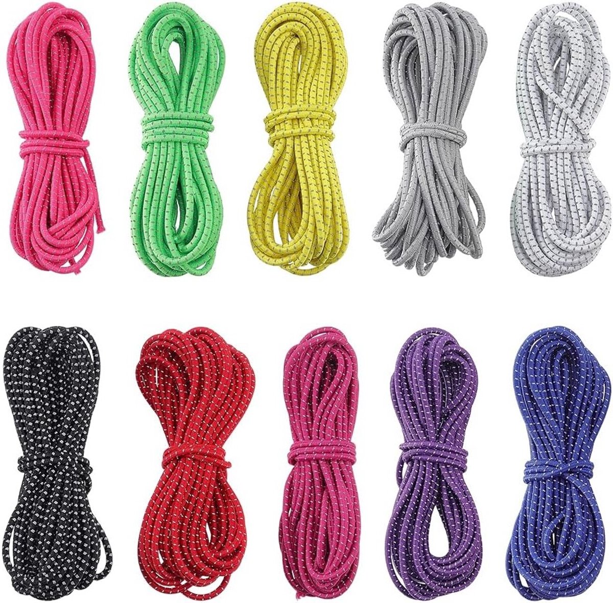 45 m reflecterende elastische koorden in 10 kleuren, 2,5 mm ronde bungee touw voor DIY armbanden, handwerk en kamperen