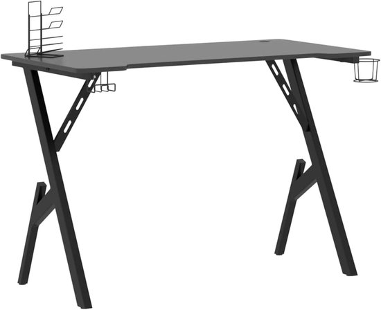 Gaming bureau - Werktafel PC - Comfortabel werken - Met Y-vormige poten - 110 x 60 cm - Zwart — afbeelding 5