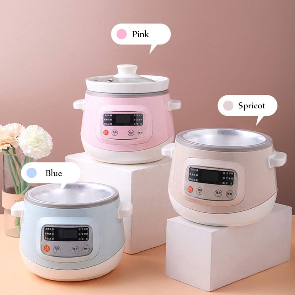 Elektrische Kookpan - Multicooker Stoofpan - Langzaam Koken - 95 Uur Timer - 12 Liter - Roze – foto 4