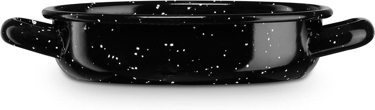 Mini Braadpan - Ovenschaal - Individuele Porties - Geëmailleerd Staal - 14 cm - Zwart Gespikkeld