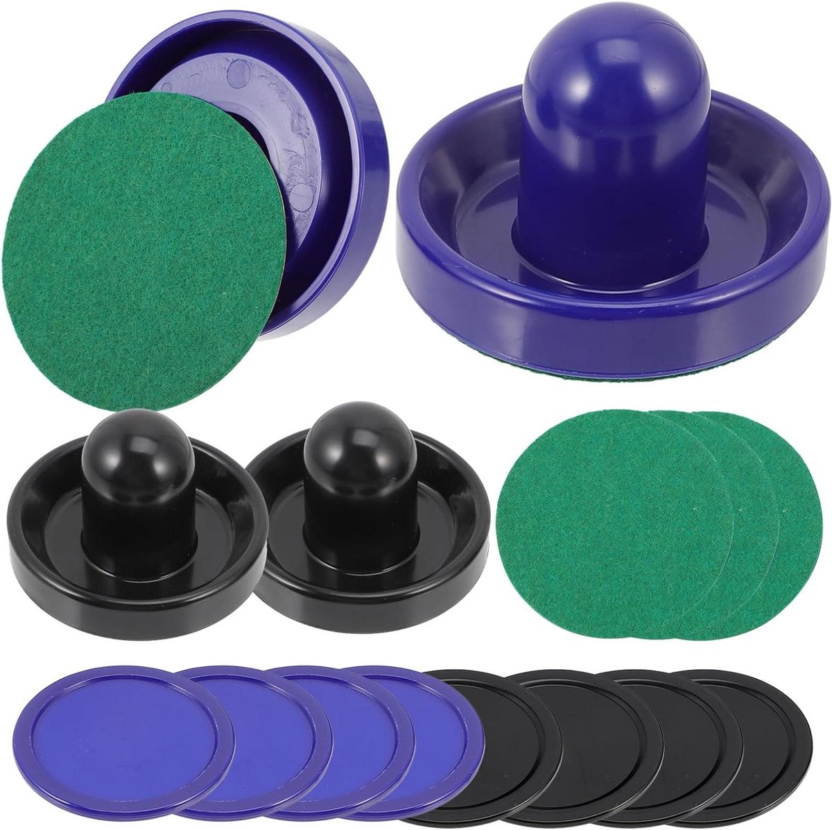 Air Hockey Set - Tafelspel Accessoires - Spelplezier Thuis - Gladde Pucks - 4 Paddles 8 Pucks - Diverse Kleuren