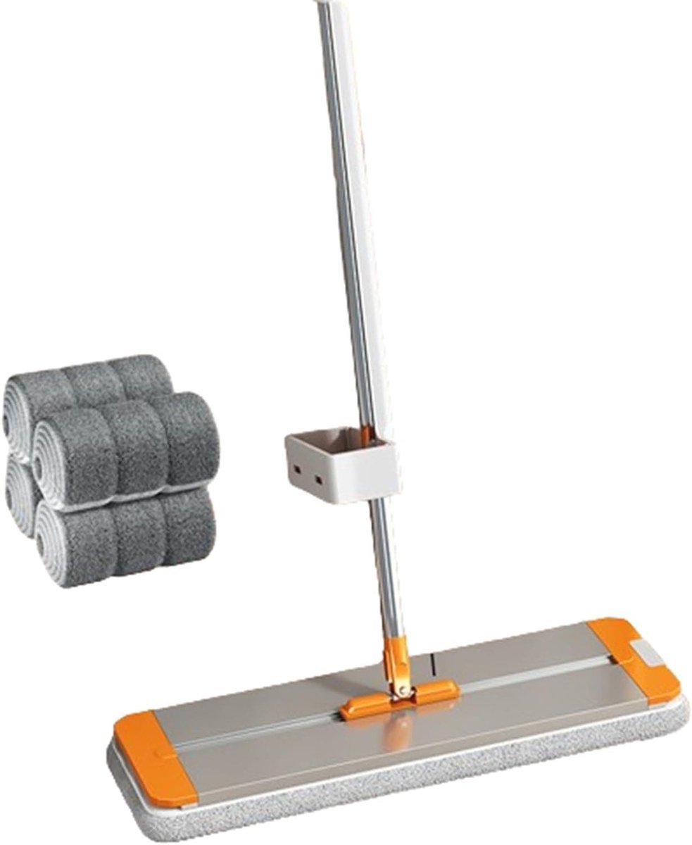 Platte Dweil - Microvezel Dweil - Vloeren Reinigen - 360 Graden Kop - 45x12 cm - Grijs