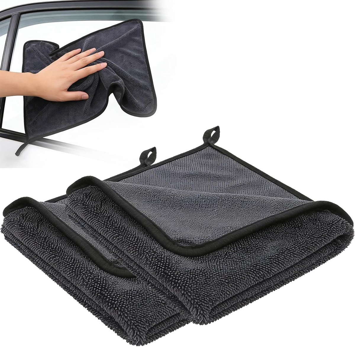 Microvezel Doeken - Droogdoeken Set - Auto Reinigen - Sterk Absorberend - 60x40 cm - Zwart