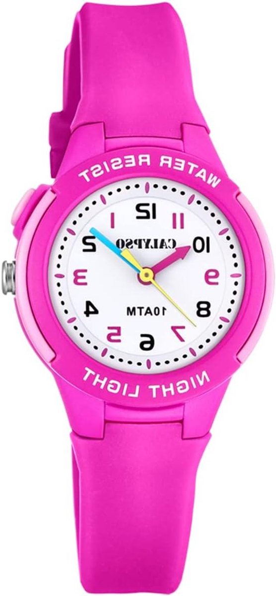 Kinderhorloge - Polsuurwerk Meisjes - Tijd Leren Lezen - Wit Met Roze - 29.5mm Kast - Wit Roze
