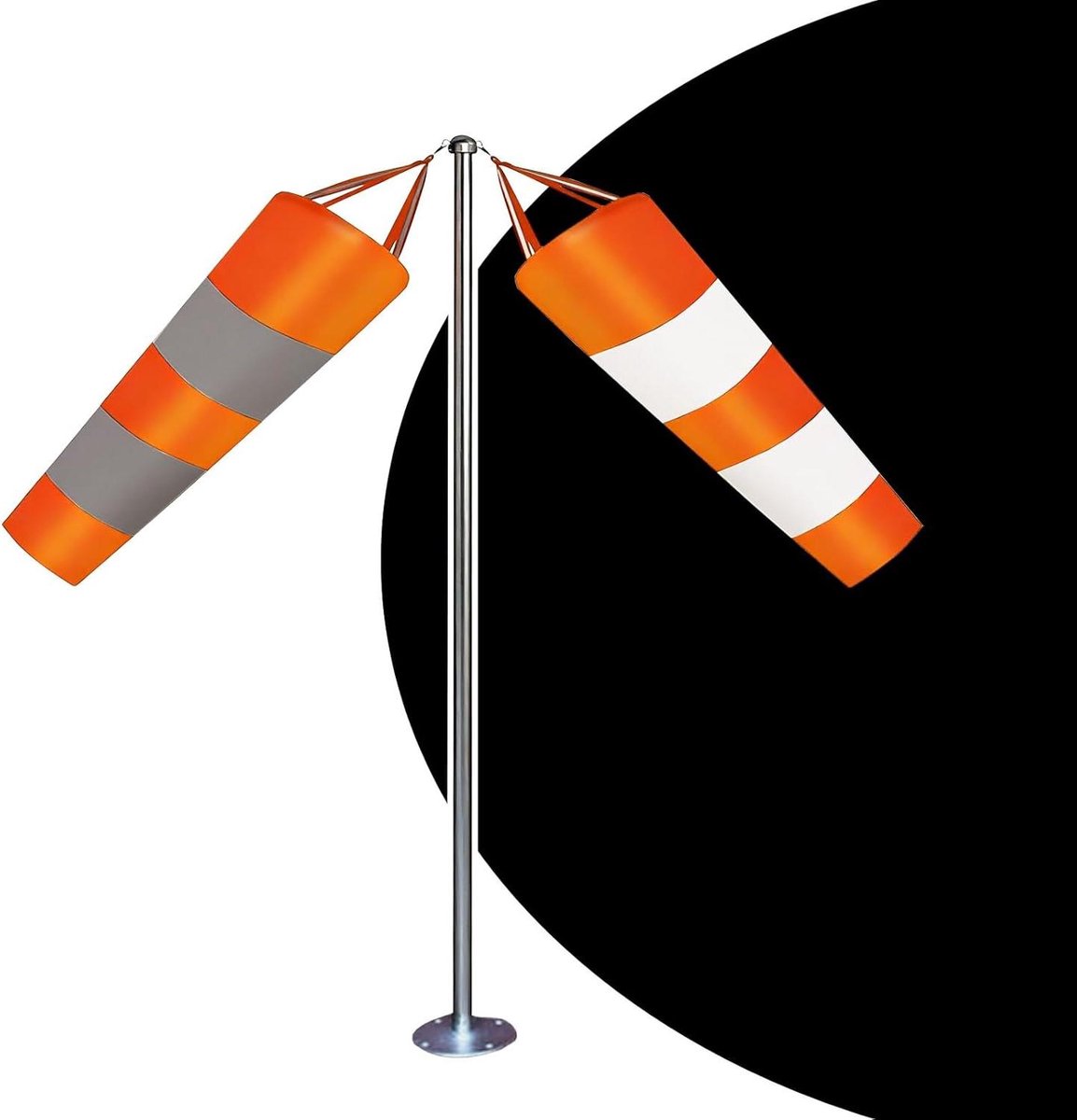 Windzak 2 Stuks - Windrichting Indicator - Weer Meten - Hoge Zichtbaarheid Reflecterend - 0.8 Meter - Oranje
