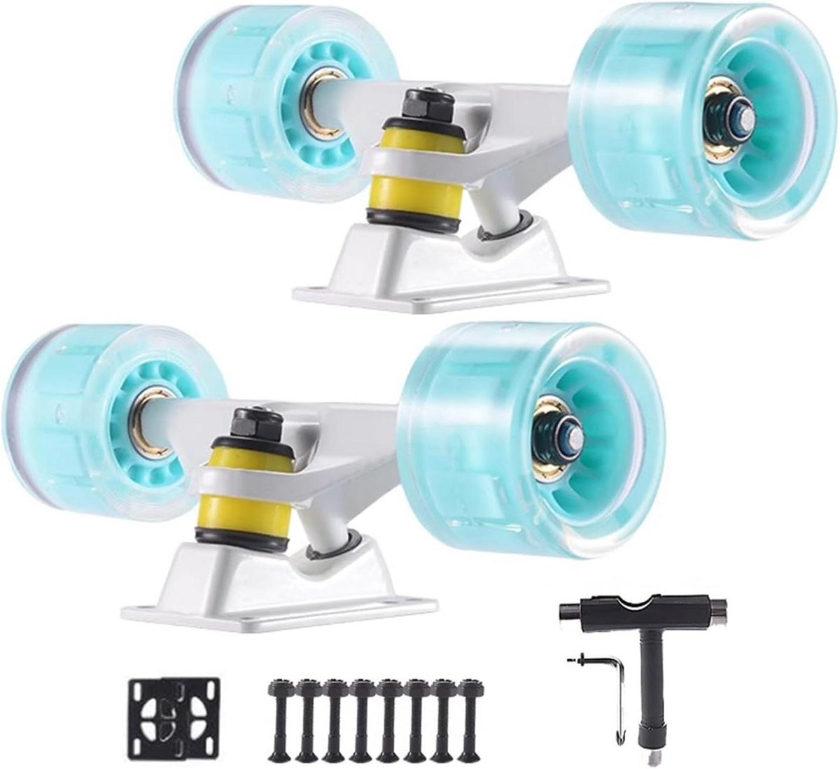 Skateboard Onderdelen Set Wielen en Trucks Straat Cruisen Verbrede Wielen 60mm Wielen