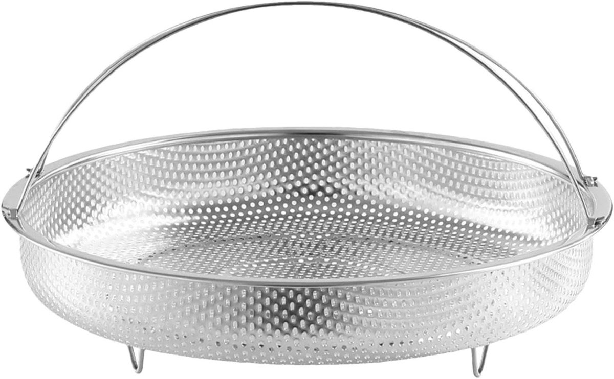 Stoommand RVS - Dampmandje Groente - Gezond Koken - Inklapbaar Handvat - 25.5 cm Diameter - Zilverkleurig