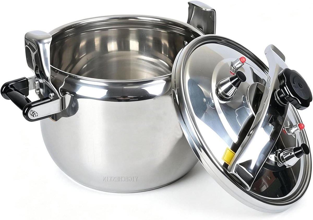 Snelkookpan RVS - Grote pan - Snel koken - Explosieveilige klep - 7 Liter - Zilverkleurig