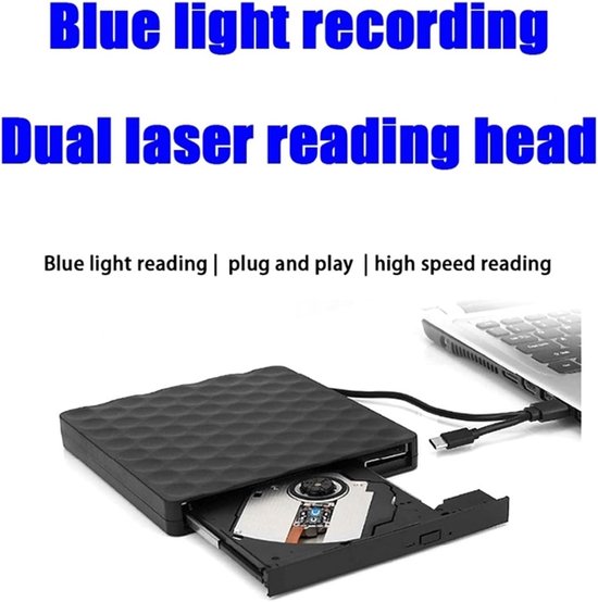 Externe Dvd Brander - Mobiele Recorder - Bestanden Archiveren - Dubbele Interface - 14 cm - Zwart — afbeelding 3