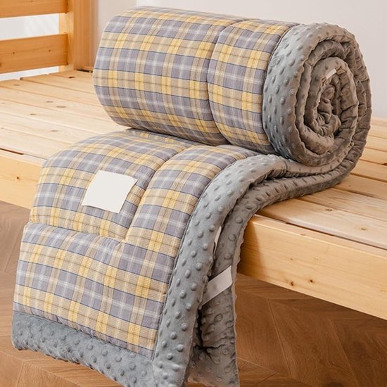Japanse vloermatras - Oprolmat futon - Comfortabel logeren - Opvouwbaar en ademend - 90 x 200 cm - Grijs — afbeelding 4