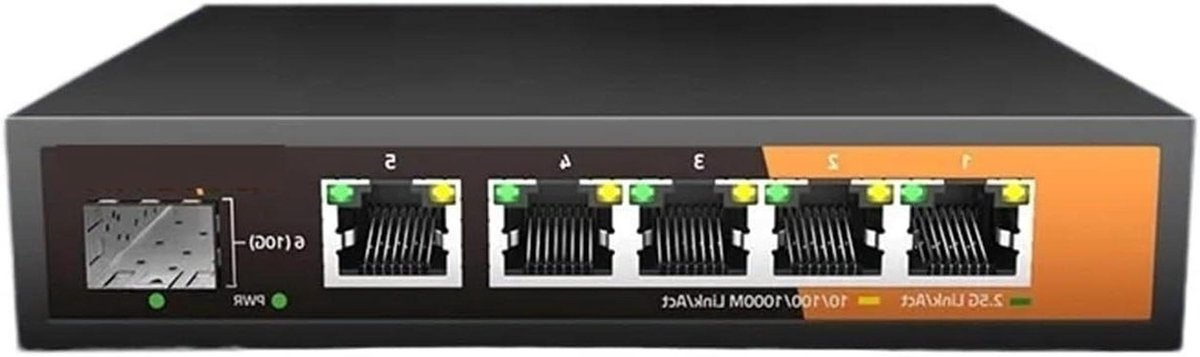 Netwerk Switch - Ethernet Hub - Snelle Dataoverdracht - Plug-and-Play Installatie - 5 Poorten - Metaal