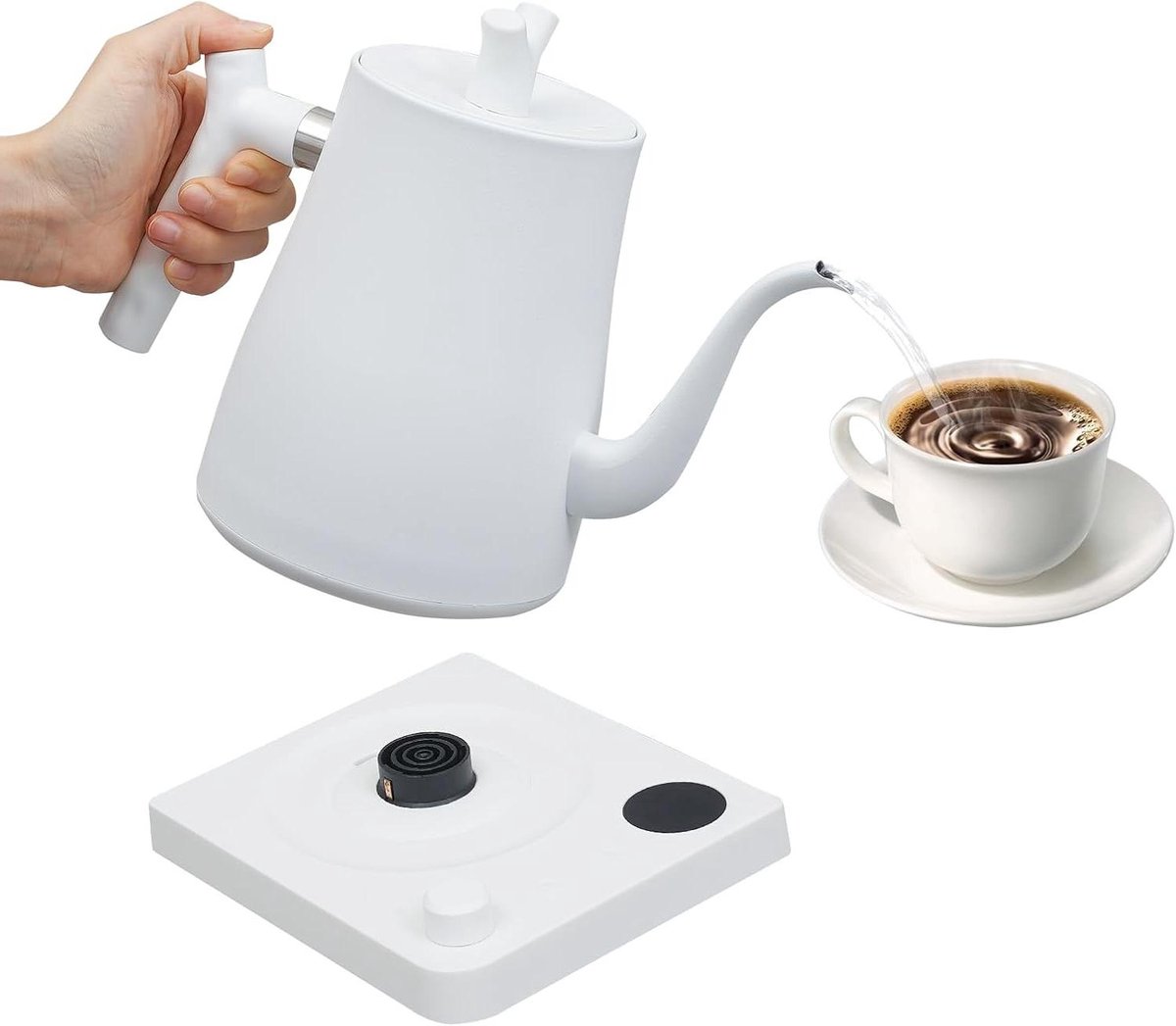 Elektrische Waterkoker Theepot RVS Snel Water Koken Instelbare Temperatuur 1 Liter Wit