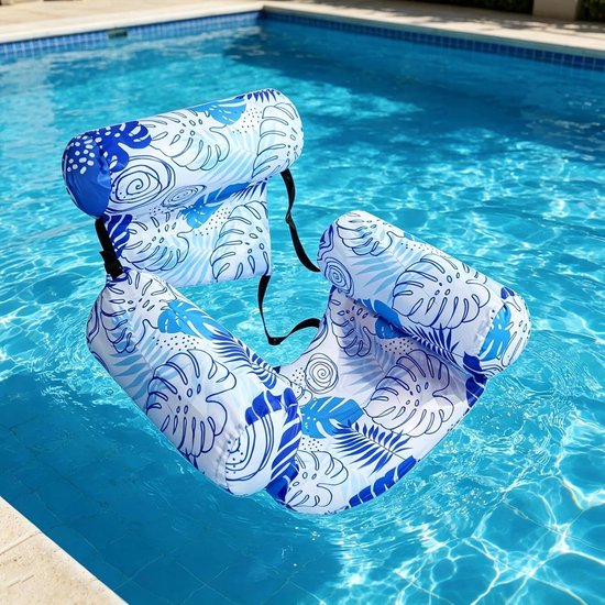 Drijfstoel Zwembad - Lucht Lounger - Water Ontspanning - Stabiel Drijfvermogen - 76x40x61cm - Blauw — afbeelding 2