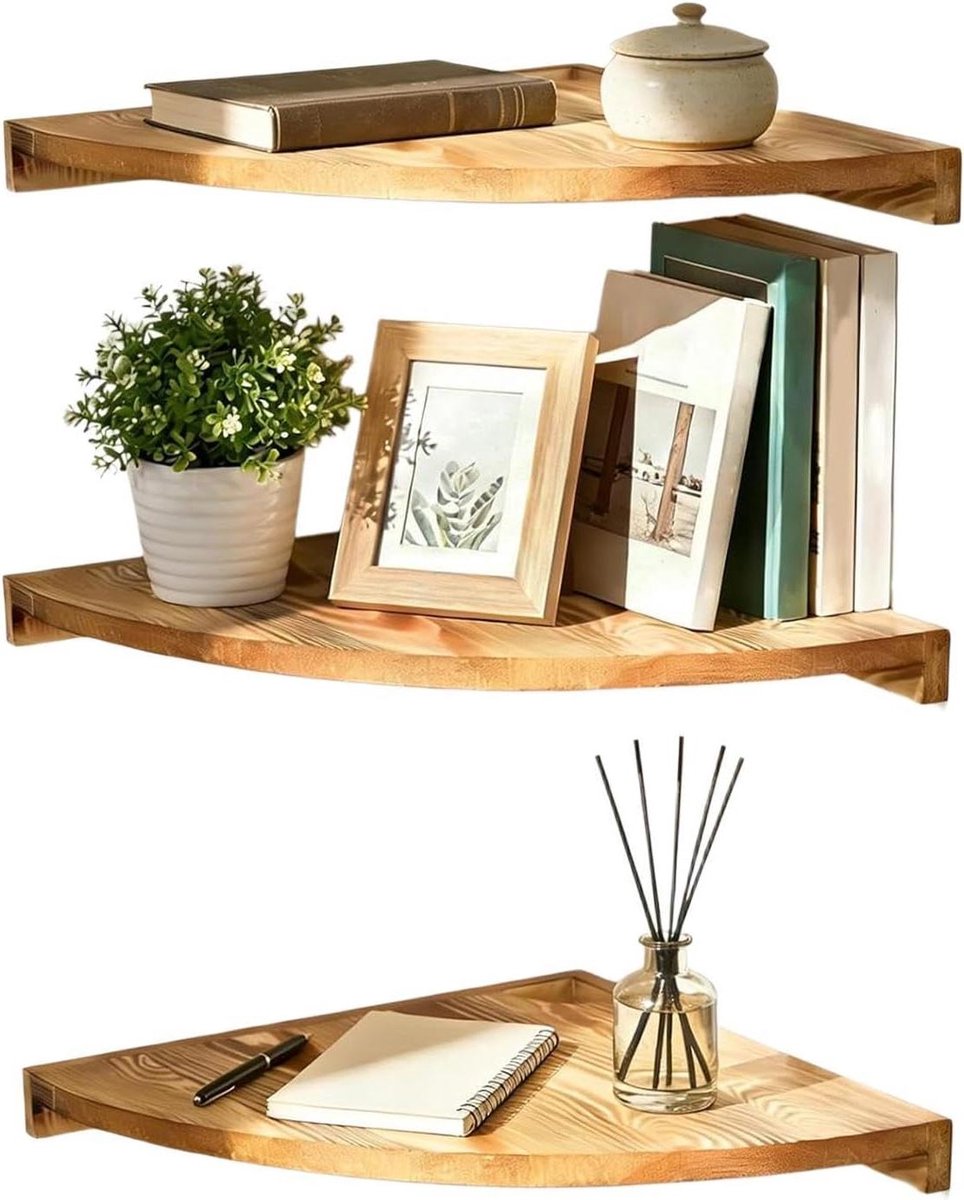 Wandhoekrek - Opbergstandaard - Ruimte Besparen - Drie Niveaus - 6 x 31 x 6 cm - Meerkleurig