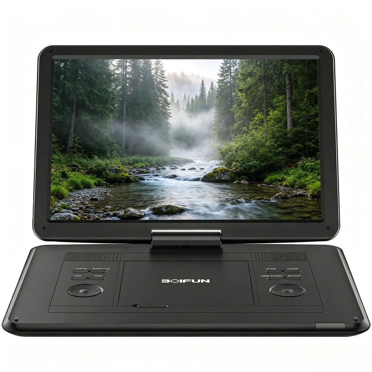 Boifun 17,5" draagbare dvd speler - 15,6" HD Groot Graaibaar Scherm - voor in de auto - 4-6 Uur Speeltijd met Batterij - Geheugen-Afspeelfunctie - Ondersteuning USB/TF-kaart [Blu-ray niet Ondersteund] - Zwart