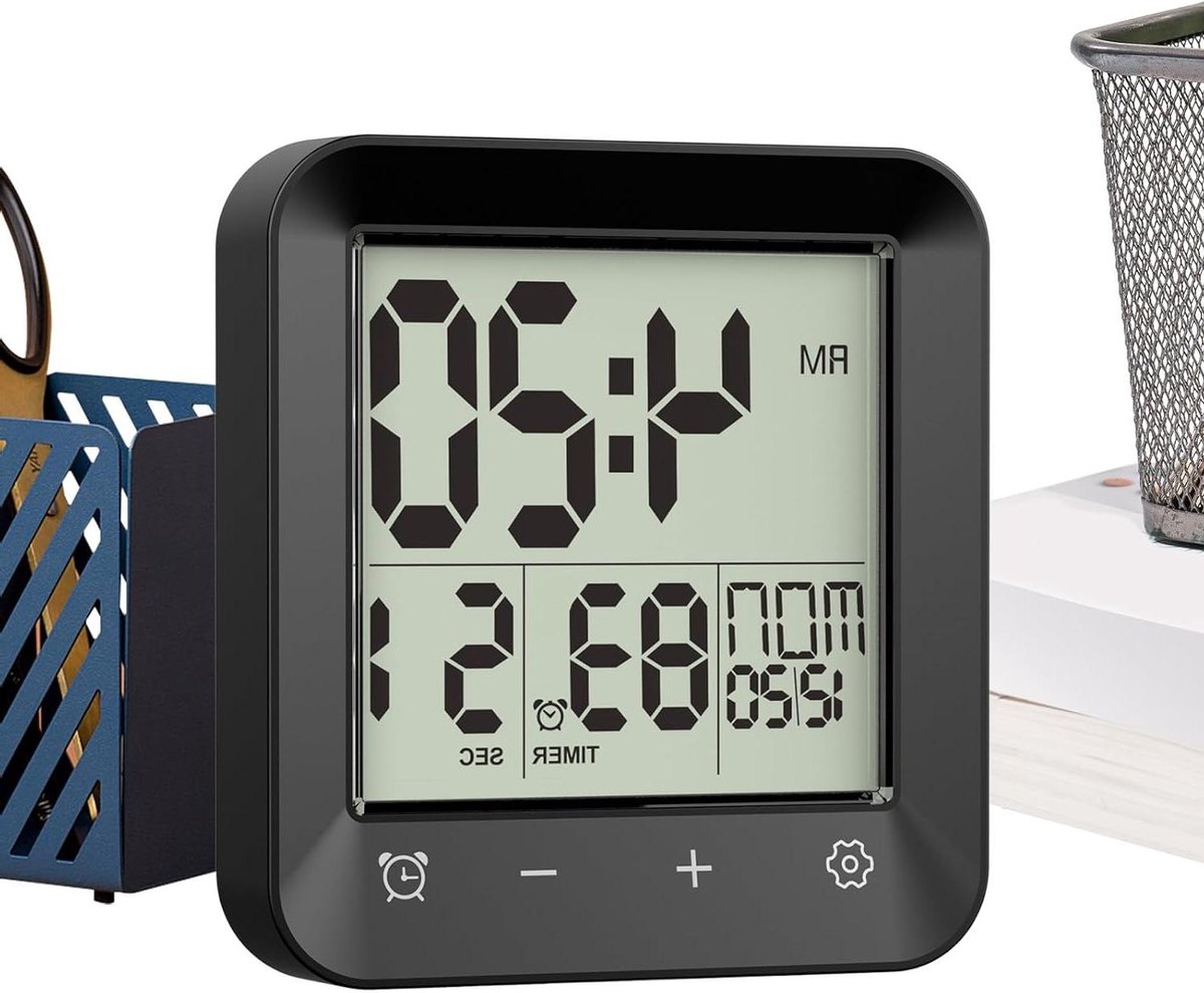 Badkamerklok - Digitale Timer - Tijd Beheren - Waterdicht LCD - 63 cm Breed - Zwart