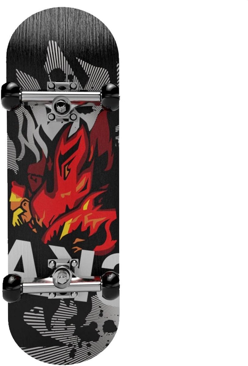 Vinger Skateboard Mini Skateboard Vinger Training Duurzaam Esdoorn Hout 9.9 x 2.9 cm Zwarte Vlam