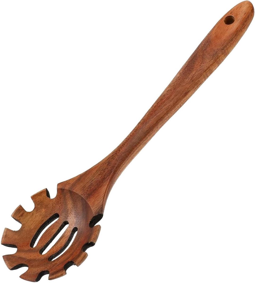 Houten pastalepel - Keukenlepel server - Pasta roeren - Lange steel - 30 cm - Houtkleur