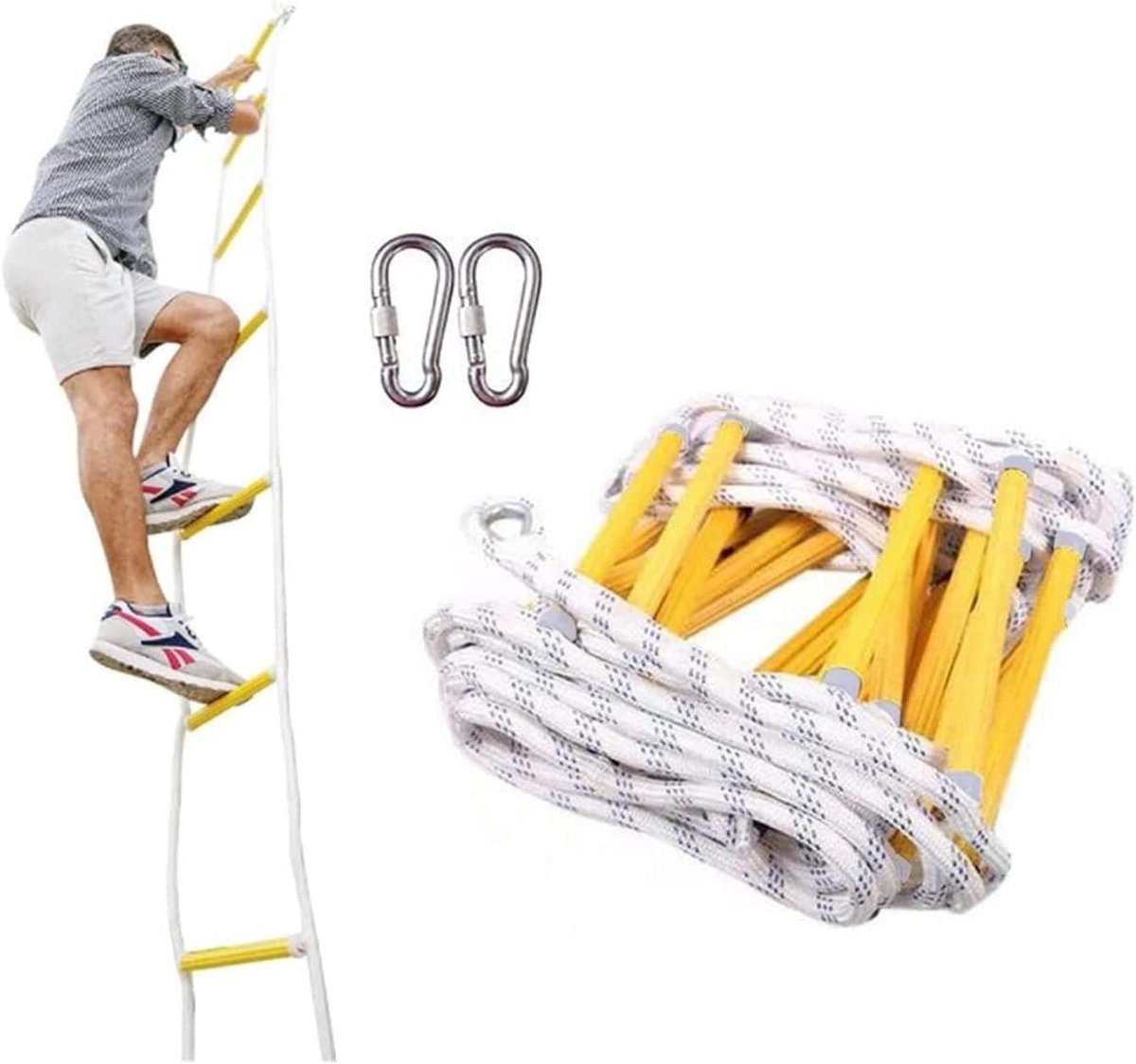 Touwladder Noodladder - Reddingsladder Draagbaar - Snelle Ontsnapping - Versterkte Sporten - 3-20 Meter - Niet gespecificeerd