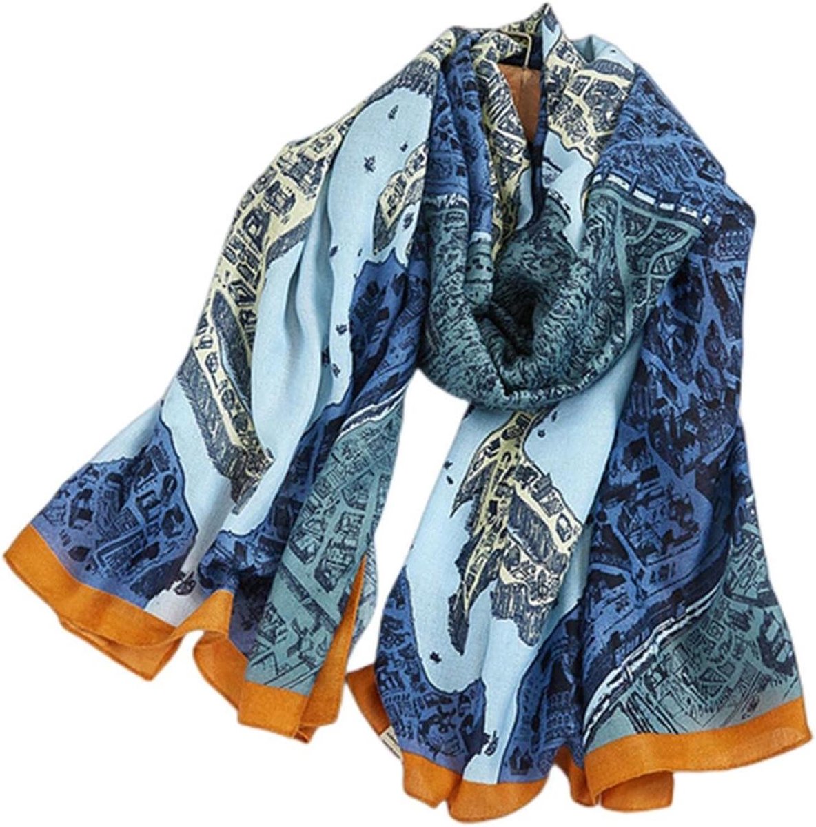 Dames Sjaal - Mode Accessoire - Stijlvol Combineren - Zijdezacht Materiaal - 180 x 90 cm - Roze Blauw