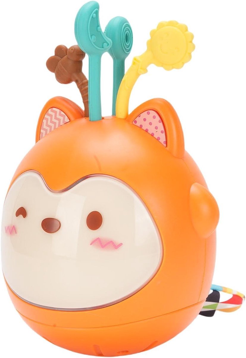Wiebelend Muziek Speelgoed - Zintuiglijk Vosje - Baby Ontwikkeling - Zelfstandig Rechtop - 15 x 11 cm - Multicolor