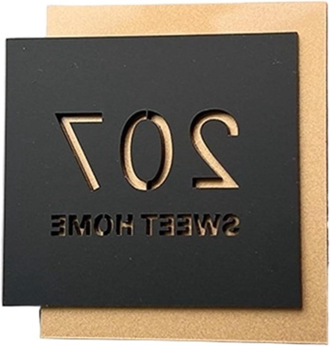 Huisnummer Plaat - Deur Teken - Huis Identificatie - 3D Leviterend Effect - 10x10cm - Zwart