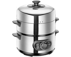 Elektrische Stoompan - Multicooker Stomer - Gezond Koken - 3 Lagen Stoom - 28 cm Diameter - Zilver