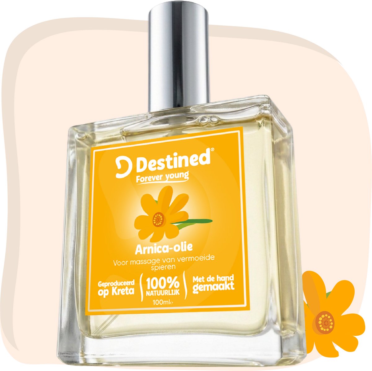 Destined® Arnica olie - 100ml - Voor Vermoeide Spieren & Blauwe Plekken - Verzacht & Herstelt - Sport Massage - Trekt Snel In - Muscle Recovery - 100% Natuurlijk & Handgemaakt in Griekenland - Massage olie/Body oil