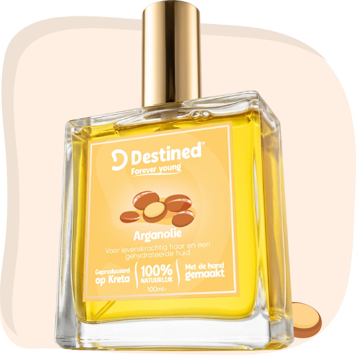 Destined® Argan olie - 100ml - Argan oil - Voor Haar, Huid & Nagels - Rijk aan Vitamine E - Hydrateert & Versterkt - Multifunctioneel - Anti-Aging Effect - 100% Puur Marokkaans Goud - Handgemaakt - Body oil/Haarolie