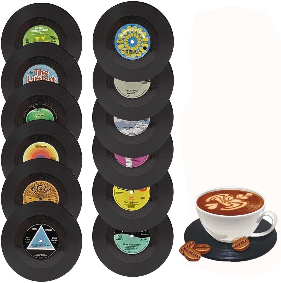 Dailygoods - Set van 12 Antislip Vinyl Onderzetters voor Dranken