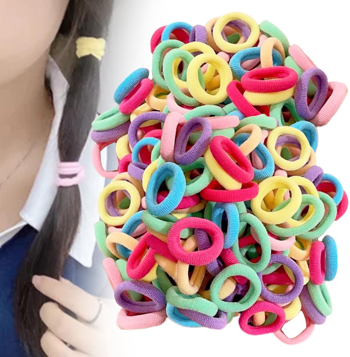 Dailygoods - Set van 100 Kleurrijke Mini Haarelastiekjes voor Kinderen