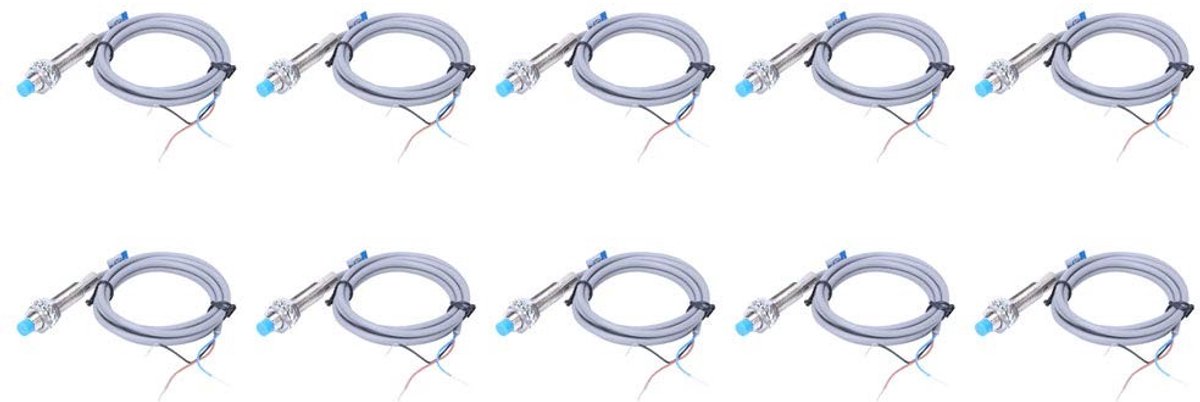 Dailygoods - M8 DC-Inductie Nabijheidssensor met 3 Draden, Normaal Open PNP (10 Stuks)