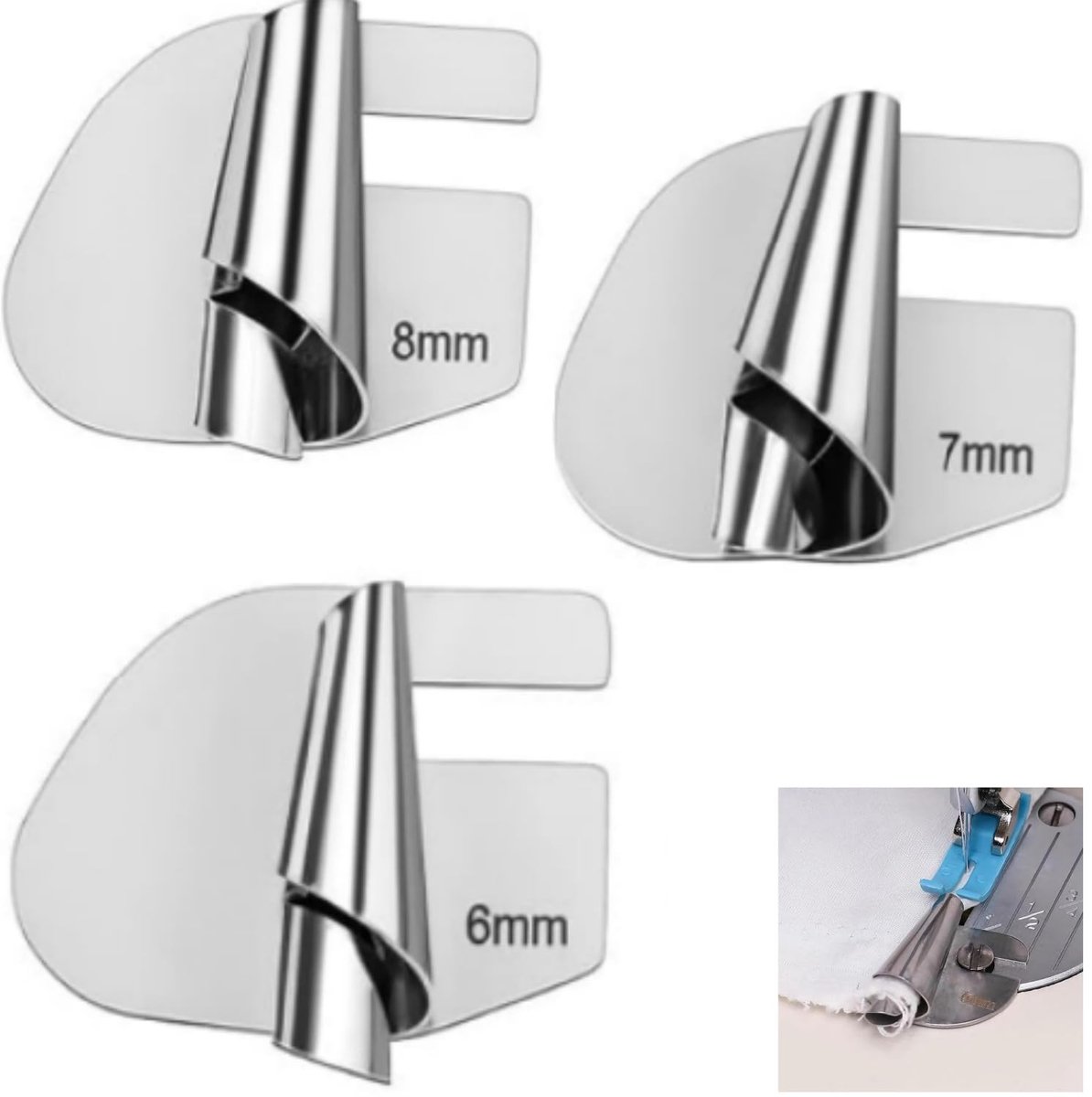 Dailygoods - Set van 3 Opgerolde Zoomvoeten voor Naaimachine