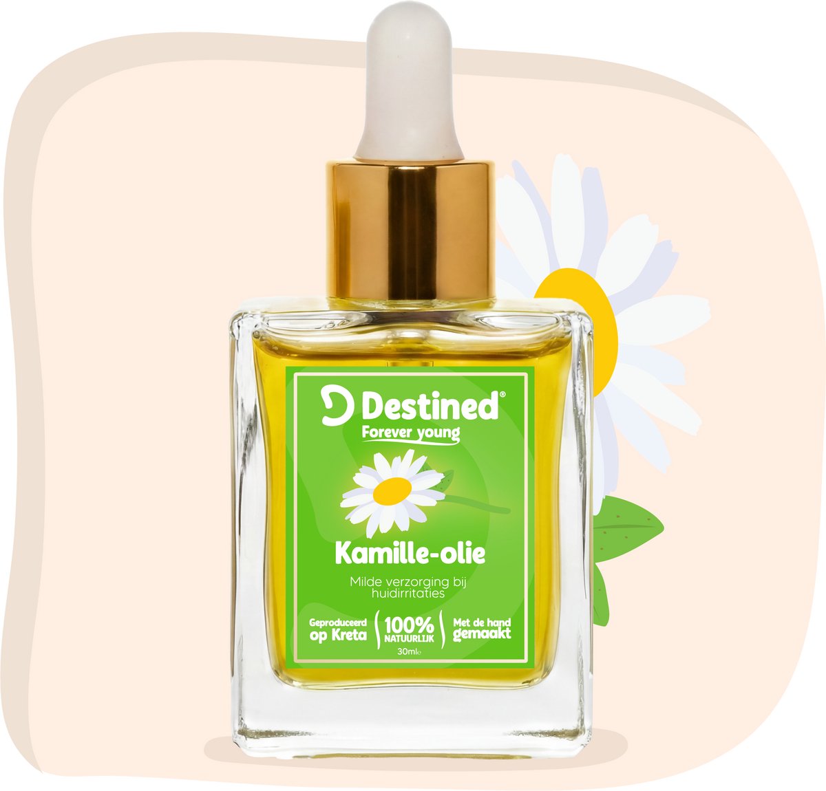 Destined® Kamille olie - 30ml - Chamomile oil - Voor Gevoelige & Geïrriteerde Huid - Kalmeert Roodheid - Extra Mild - Ook Voor Kinderen - 100% Natuurlijk & Handgemaakt in Griekenland - Huidolie/Body oil