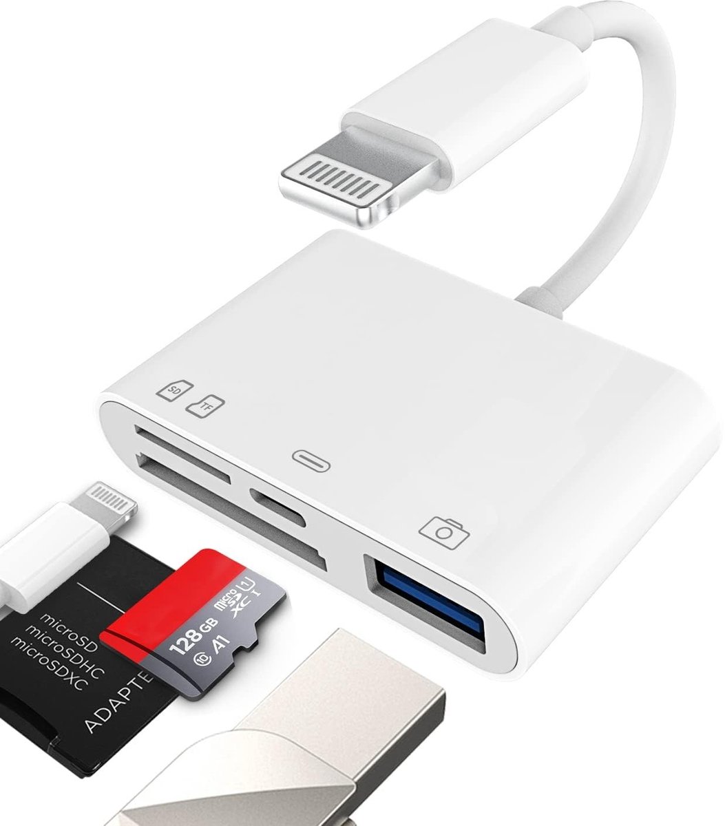 Dailygoods - Micro SD Kaartlezer USB Lightning Adapter voor iPhone en iPad