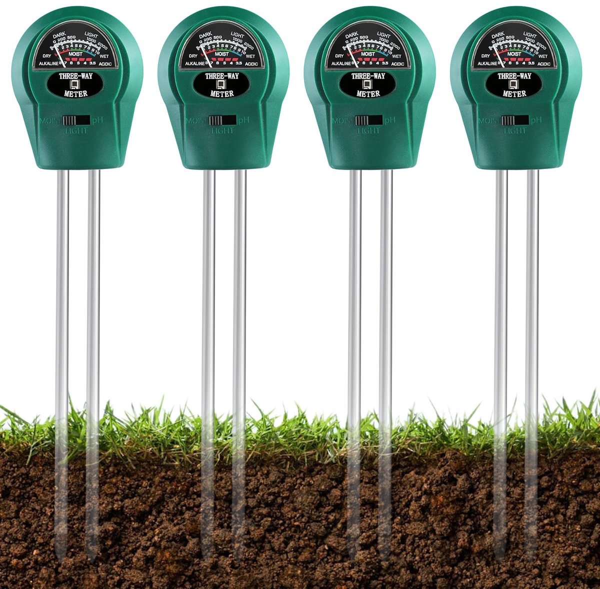 Dailygoods - 4 Stuks 3-in-1 Bodemvochtigheidsmeters voor Planten