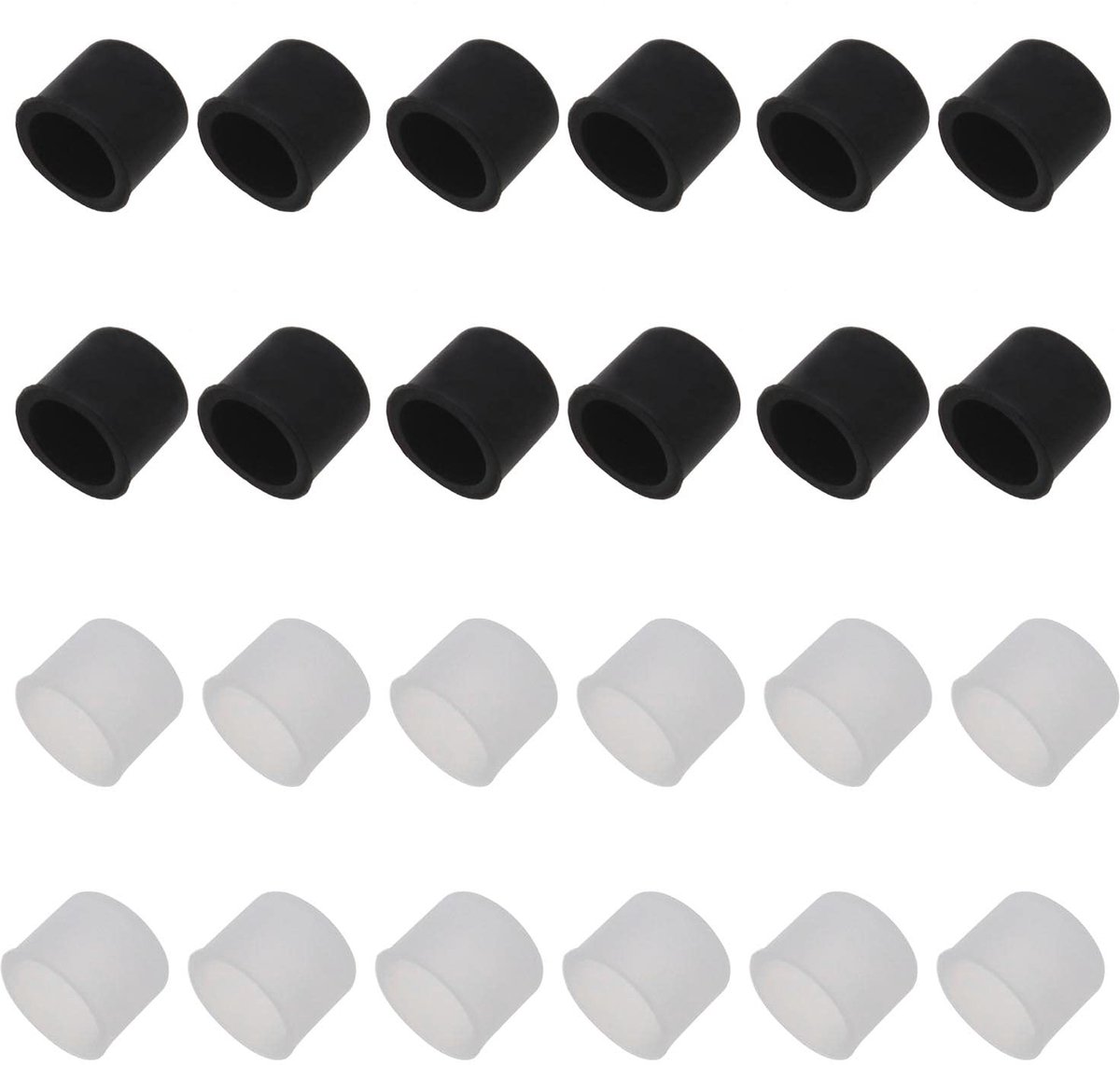 Dailygoods - 24 Stuks RCA Stofdicht Deksel Siliconen Covers (Wit/Zwart)
