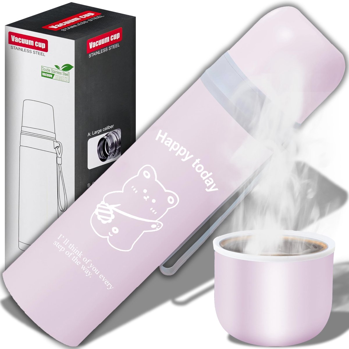 Dailygoods - Geïsoleerde Thermosfles 500 ml in Roze