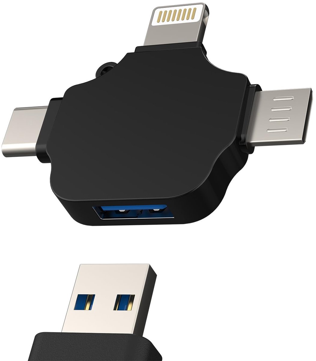 Dailygoods - 3-in-1 USB C Adapter voor Lightning en Micro USB