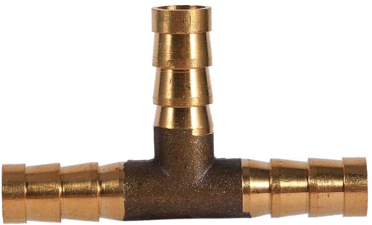 Dailygoods - Cosensi - 3-Weg Messing T-Stuk - Verbindingsstuk Brandstofslang - Stevig Materiaal - Weerhaak Aansluiting - 8mm - Voor Lucht en Vloeistoffen