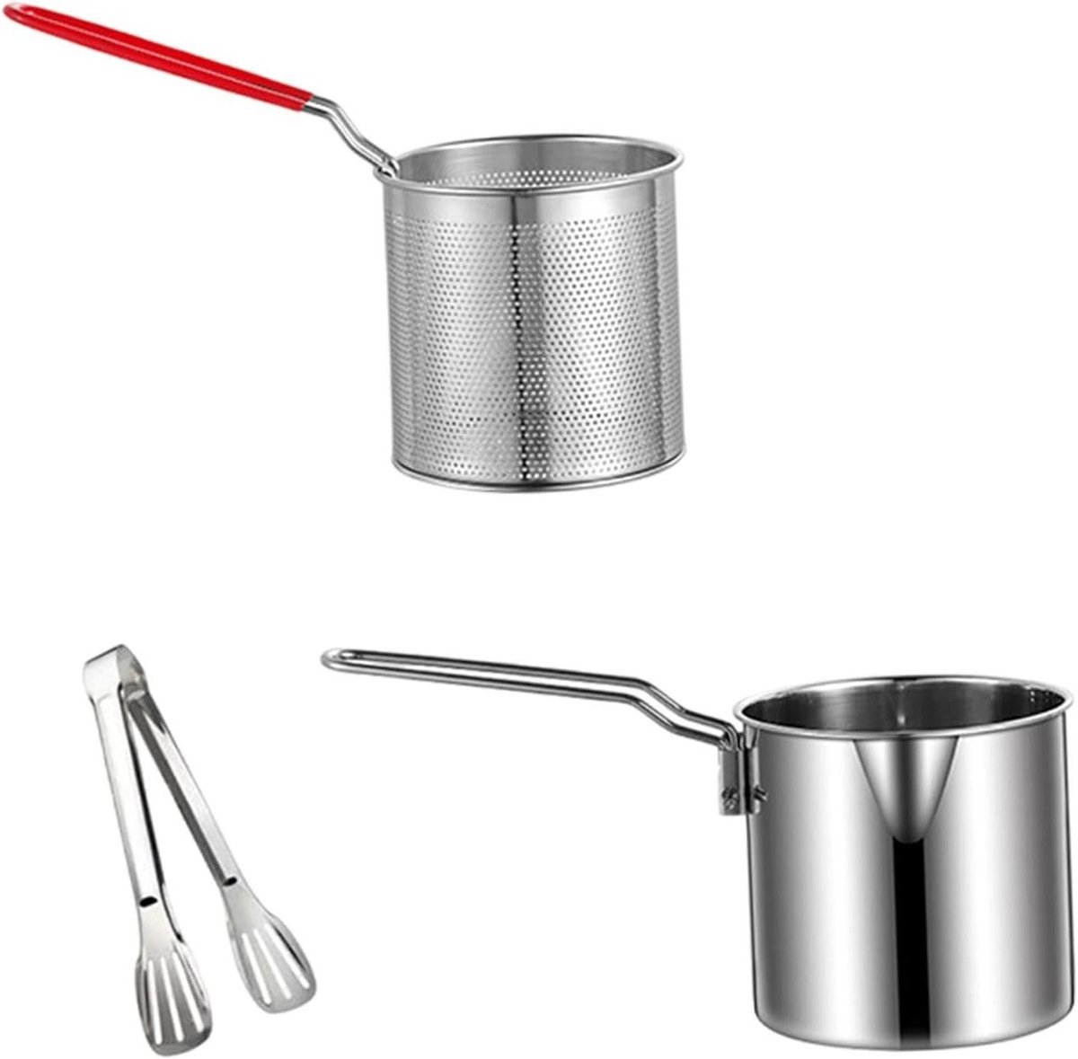 Frituurpan met mand - Kleine pan - Eten bereiden - Roestvrij staal - 11.8 cm - One Color