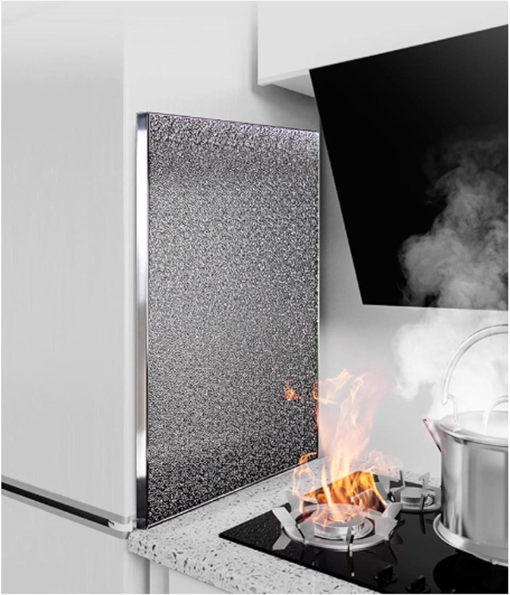 Hitteschild Keuken Spatbescherming Koken Beschermen Hittebestendig Aluminium 90 x 60 cm Zilverkleurig
