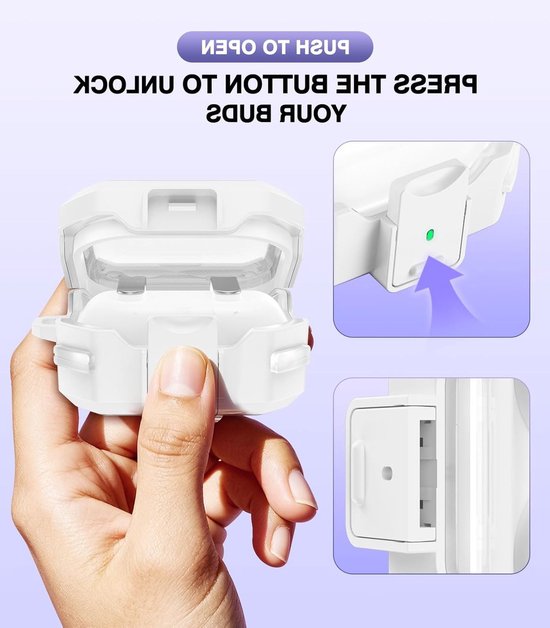 Duurzame en Schokbestendige Beschermhoes voor Samsung Galaxy Buds 4 Pro en Buds 4 met Schoonmaakpen en Haak, Transparant Wit, Volledige Bescherming voor Dames en Heren — afbeelding 2