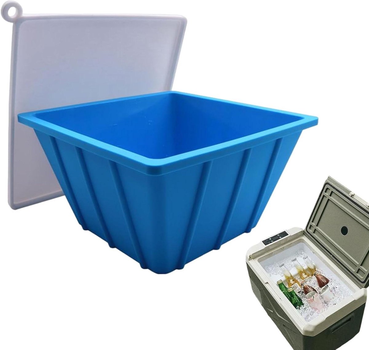 Grote Ijsvorm - Siliconen Mal - Dranken Koelen - Lekvrij Deksel - 23cm Breed - Blauw